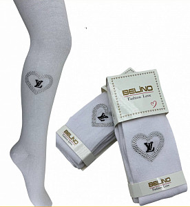 Колготки белые со стразами для девочки   BELINO